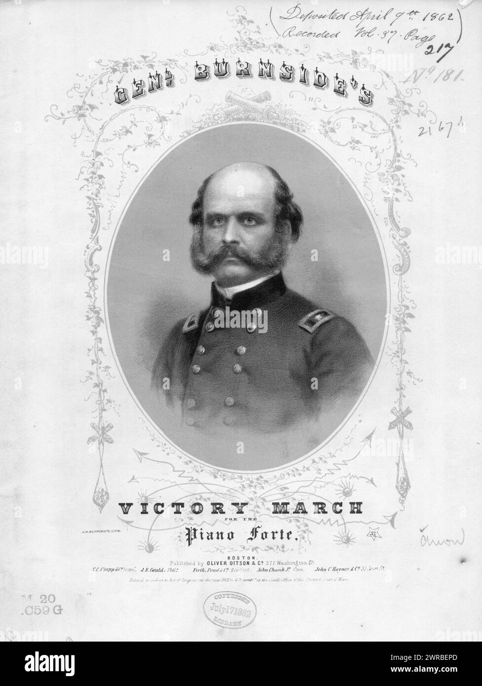 Gen. Burnside's Victory march, Oliver Ditson & Co., Boston, 1862., Vereinigte Staaten, Geschichte, Bürgerkrieg, 1861-1865, Lieder und Musik Stockfoto