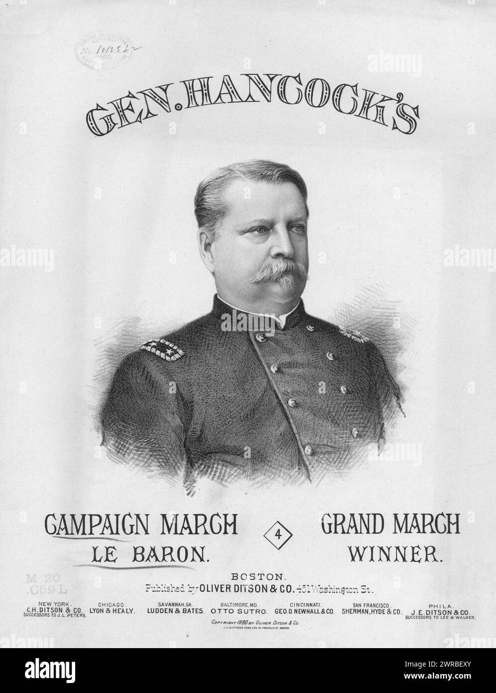 General Hancocks wahlkampfmarsch, Le Baron, (Komponist), Oliver Ditson & Co., Boston, 1880., Vereinigte Staaten, Geschichte, Bürgerkrieg, 1861-1865, Lieder und Musik Stockfoto