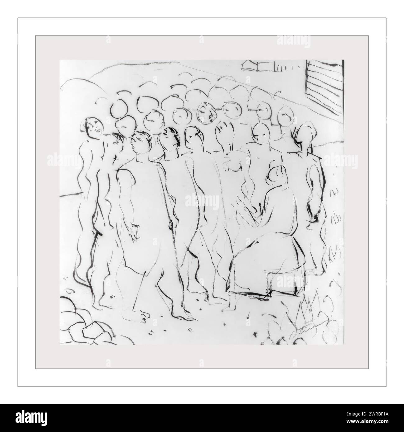 Vorzeichnung für Wandgemälde "Lehre der Indianer", Portinari, Cândido, 1903-1962, Künstler, 1941, Tintenzeichnungen, brasilianisch, 1940-1950., Tintenzeichnungen, Brasilianisch, 1940-1950, 1 Zeichnung: Tinte, 29 x 28,5 cm Stockfoto