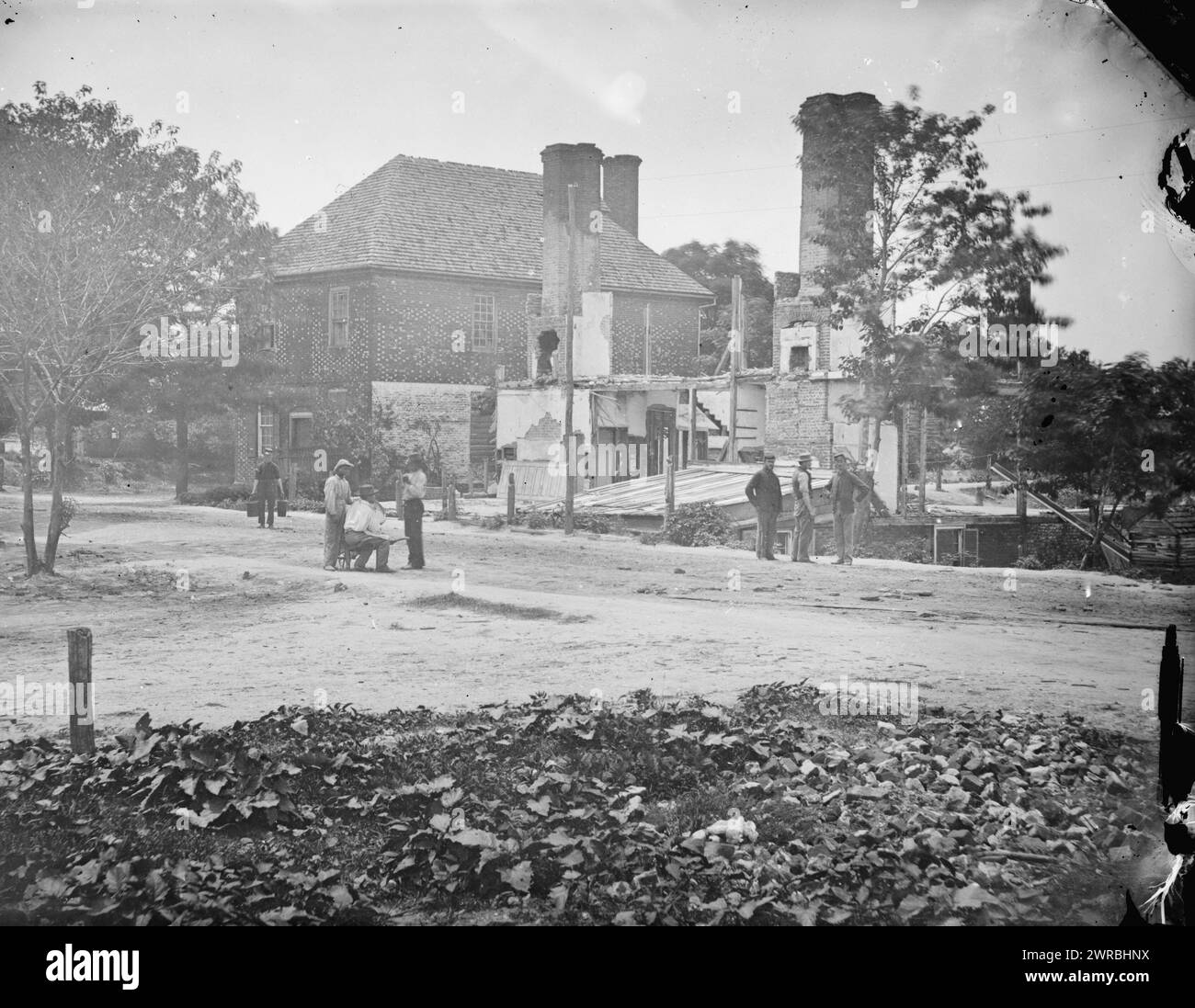 Yorktown, Virginia Hauptquartier von General John B. Magruder, Foto vom östlichen Kriegsschauplatz, der Halbinsel-Kampagne, Mai-August 1862. Barnard, George N., 1819-1902, Fotograf, 1862. Juni, Vereinigte Staaten, Geschichte, Bürgerkrieg, 1861-1865, Glasnegative, 1860-1870, Stereographen, 1860-1870, 1 negativ: Glas, Stereograph, nasses Kollodion, 4 x 10 Zoll Stockfoto