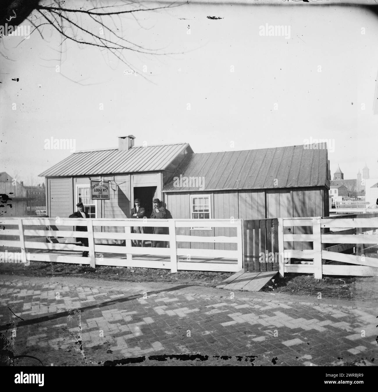 Washington, District of Columbia. Sanitary Lodge No. 5, 1864. Juli, Vereinigte Staaten, Geschichte, Bürgerkrieg, 1861-1865, Glasnegative, 1860-1870, Stereographen, 1860-1870, 1 negativ: Glas, Stereogramm, nasses Kollodion, 4 x 10 Zoll Stockfoto