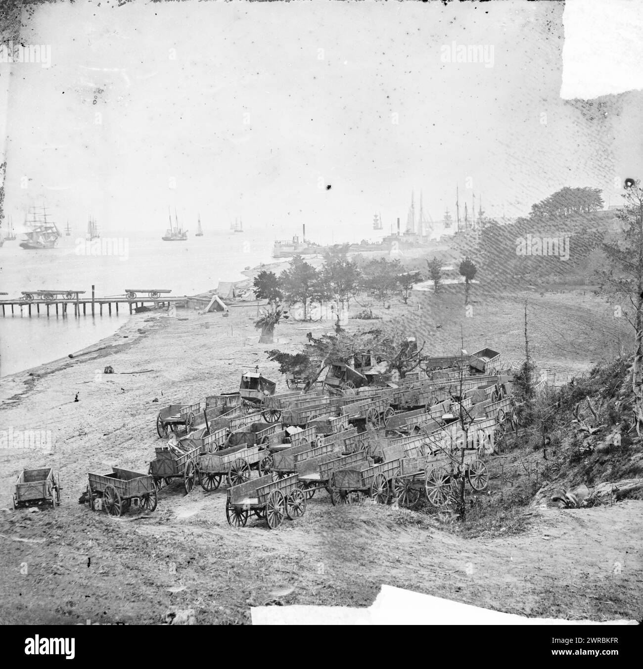 Yorktown, Virginia Federal Wagon Park, Foto vom wichtigsten östlichen Kriegsschauplatz, The Peninsular Campaign, Mai-August 1862., 1862., Vereinigte Staaten, Geschichte, Bürgerkrieg, 1861-1865, Transport, Stereographen, 1860-1870., Stereographen, 1860-1870, Nass-Kollodeonnegative, 1 negativ (2 Platten): Glas, Stereograph, Nass-Kollodium Stockfoto