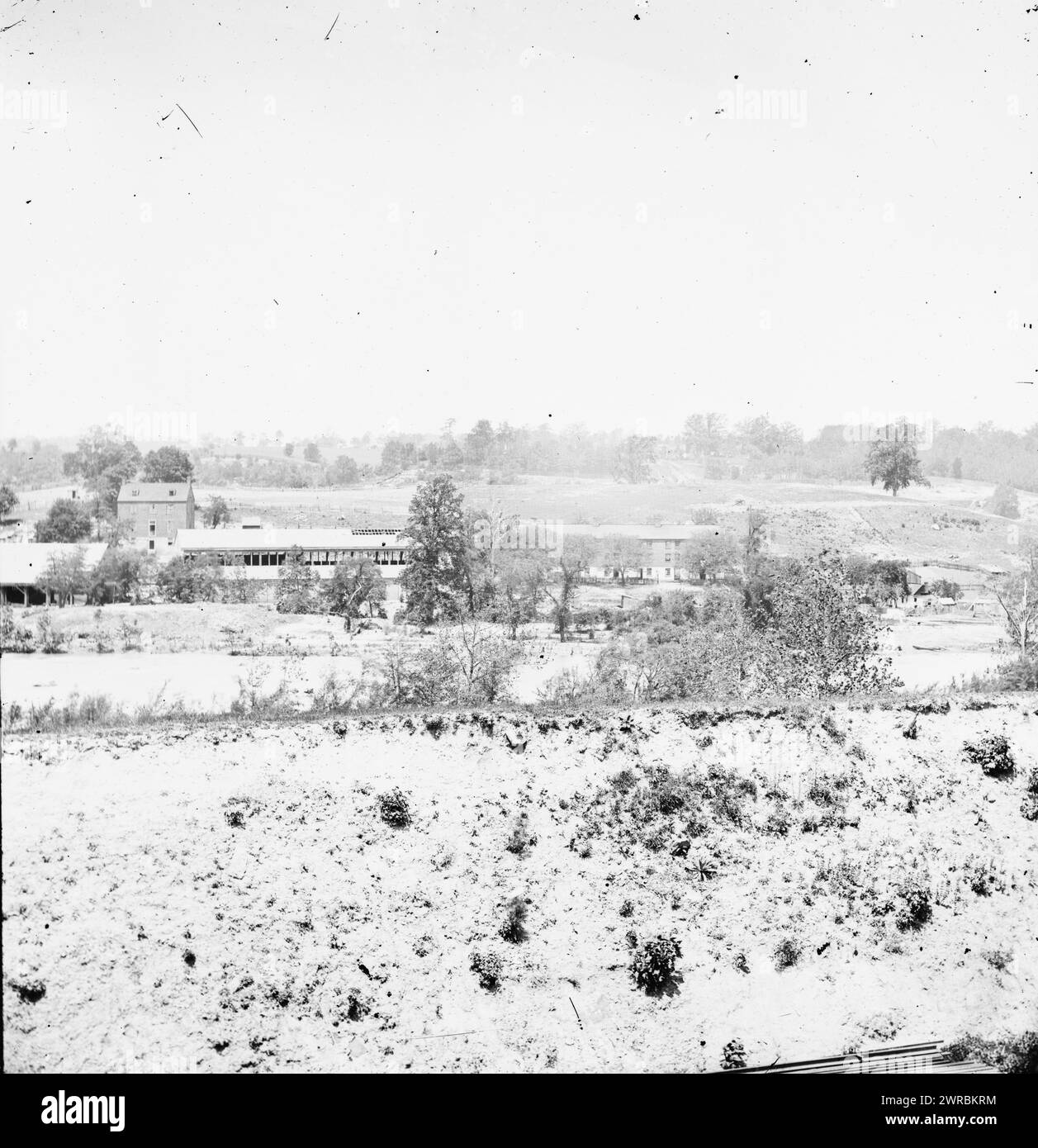 Richmond, Virginia. Blick auf Belle Isle, 1865 April, Vereinigte Staaten, Geschichte, Bürgerkrieg, 1861-1865, Glasnegative, 1860-1870., Stereographen, 1860-1870, Glasnegative, 1860-1870, 1 negativ (2 Platten): Glas, Stereogramm, nasses Kollodion Stockfoto