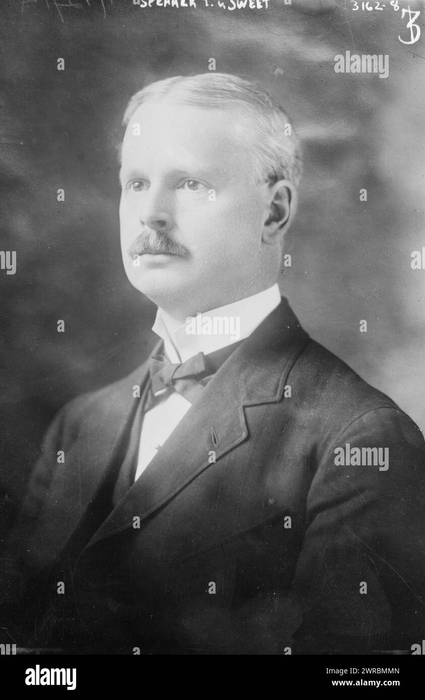 Speaker T.C. Sweet, Foto zeigt Thaddeus Campbell Sweet (1872–1928), einen amerikanischen Hersteller und Gründer der Sweet Paper Manufacturing Company, der später als Kongressabgeordneter aus New York diente., 12. Juli 1914, Glass negative, 1 negative: Glass Stockfoto