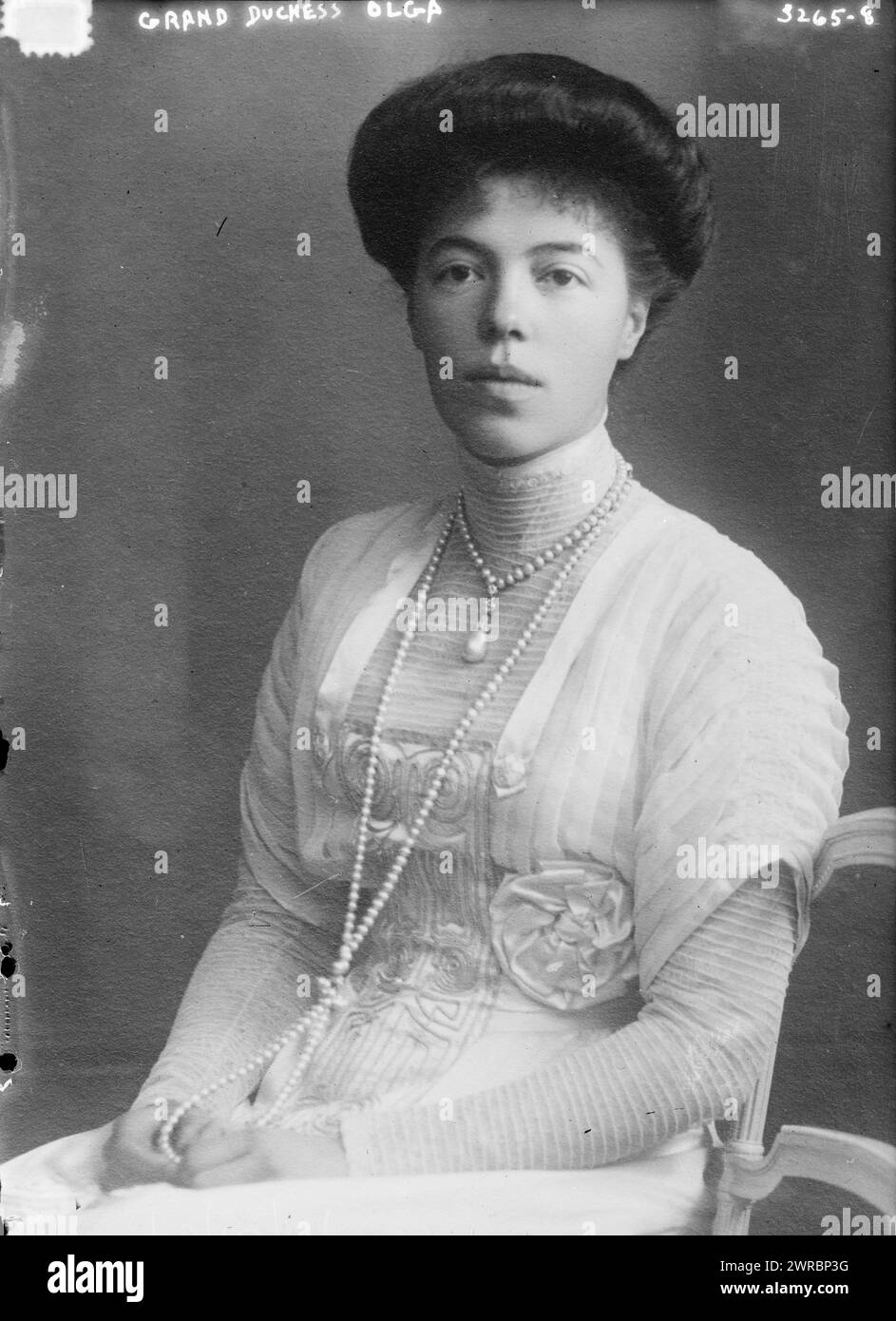 Großherzogin Olga, Foto zeigt Großherzogin Olga Alexandrowna von Russland (1882–1960), Tochter von Kaiser Alexander III. Von Russland., zwischen ca. 1910 und ca. 1915, Glasnegative, 1 negativ: Glas Stockfoto