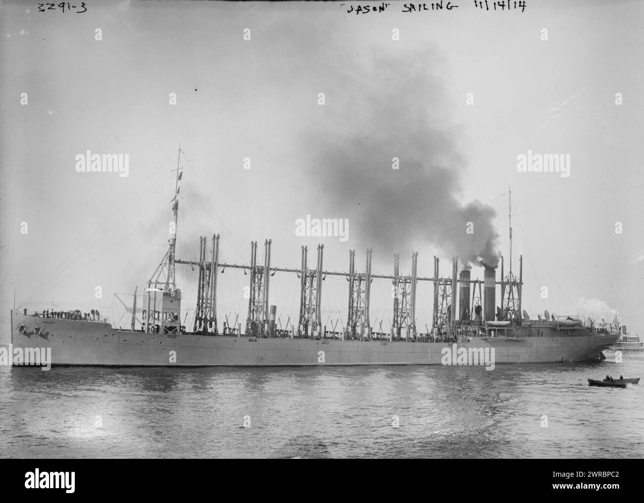 JASON Segeln, Foto zeigt die USS Jason (AC-12), ein Navy-Versorgungsschiff. 11. November 1914, Glas-negative, 1 negativ: Glas Stockfoto