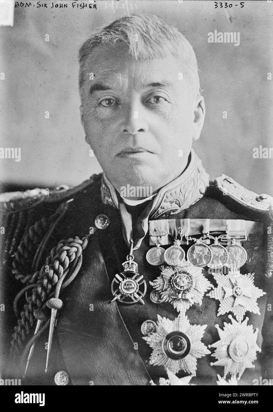 Sir John Fisher, Foto zeigt Admiral der Flotte John Arbuthnot 'Jacky' Fisher, 1. Baron Fisher of Kilverstone (1841–1920), der in der britischen Royal Navy diente., 28. Dezember 1915, Glass negative, 1 negativ: Glass Stockfoto