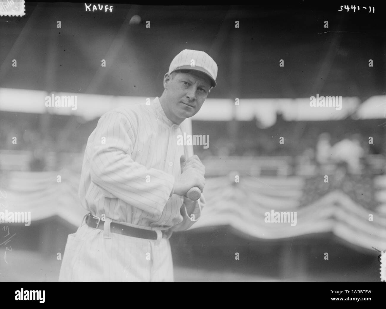 Bennie Kauff, Brooklyn Federal League (Baseball), Foto zeigt Baseballspieler Bennie Kauff (1890–1961), bekannt als „Ty Cobb of the Federal League“, 21. April 1915, Glass negative, 1 negative: Glass Stockfoto