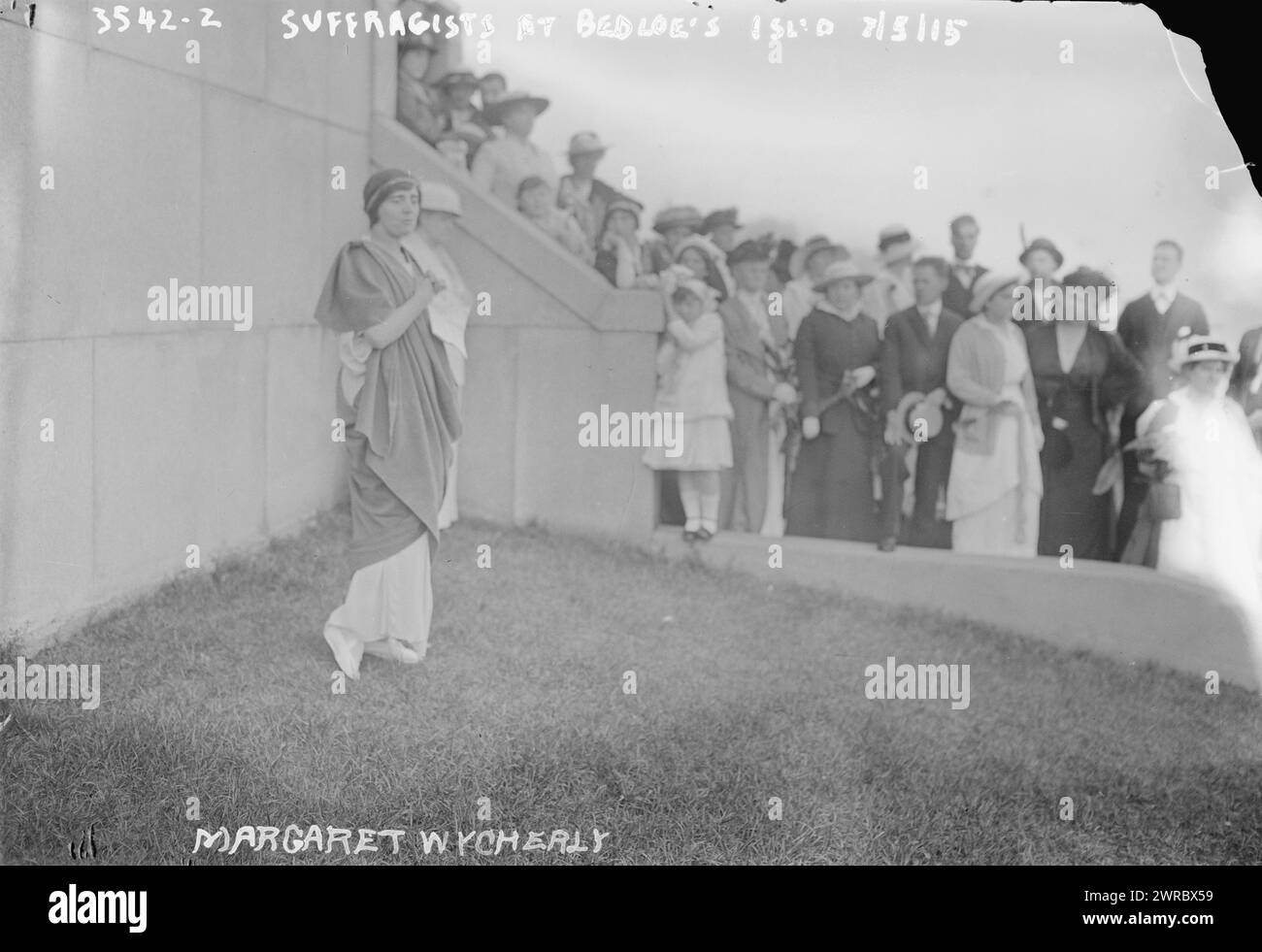 Suffragisten auf Bedloe's Isl'd, Margaret Wycherly, zwischen ca. 1910 und ca. 1915, Bedloe's Isle, Glasnegative, 1 negativ: Glas Stockfoto