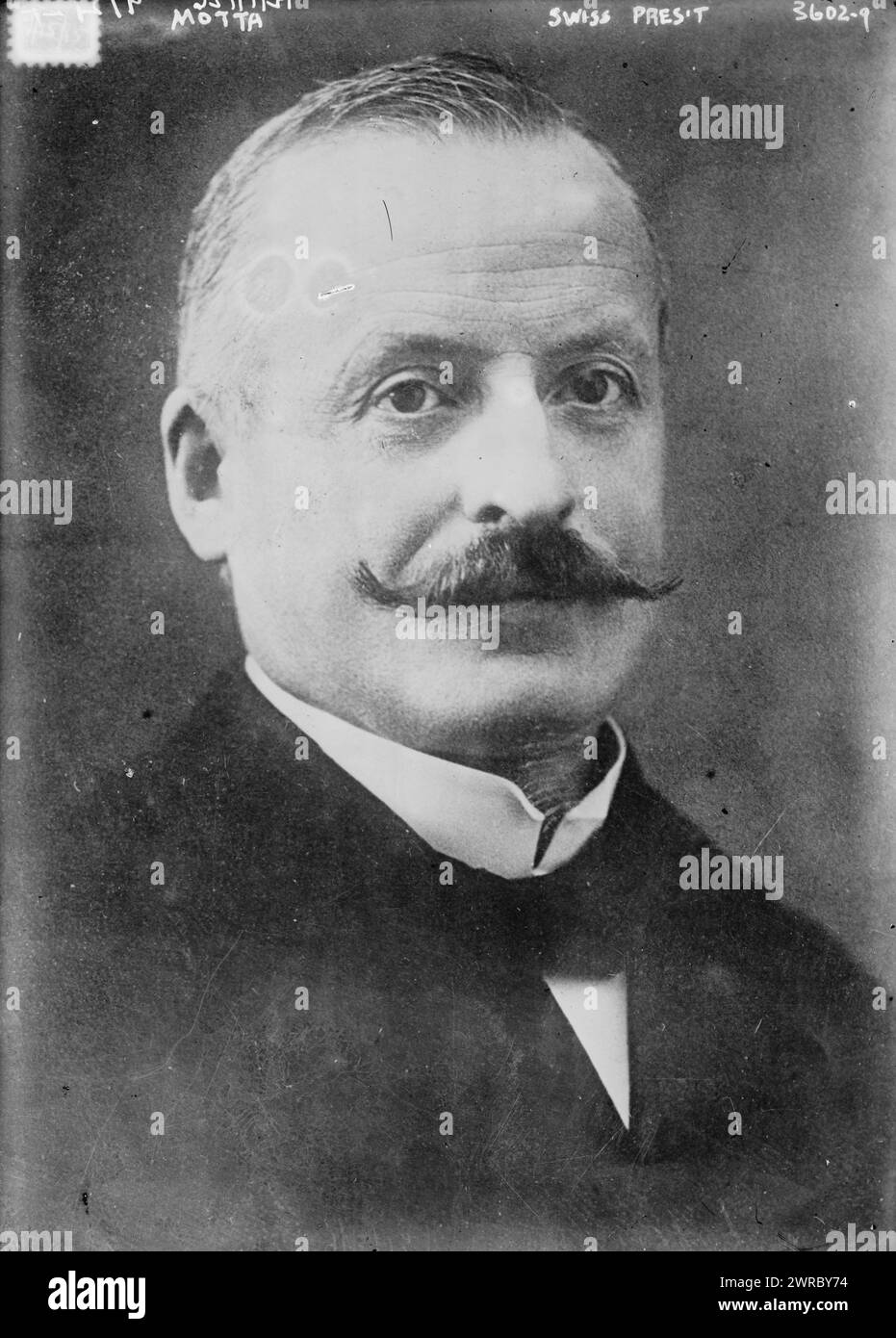 Motta - Schweizer Prägung, Foto zeigt Schweizer Politiker Giuseppe Motta (1871-1940)., 15. September 1915, Glasnegative, 1 negativ: Glas Stockfoto
