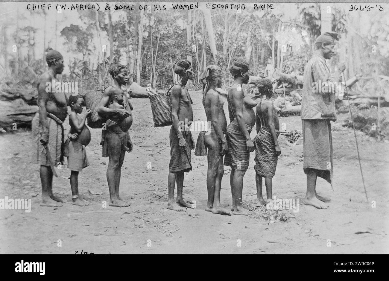 Chief (W. Africa) und einige seiner Frauen eskortieren Braut, Glass negative, 1 negativ: Glass Stockfoto