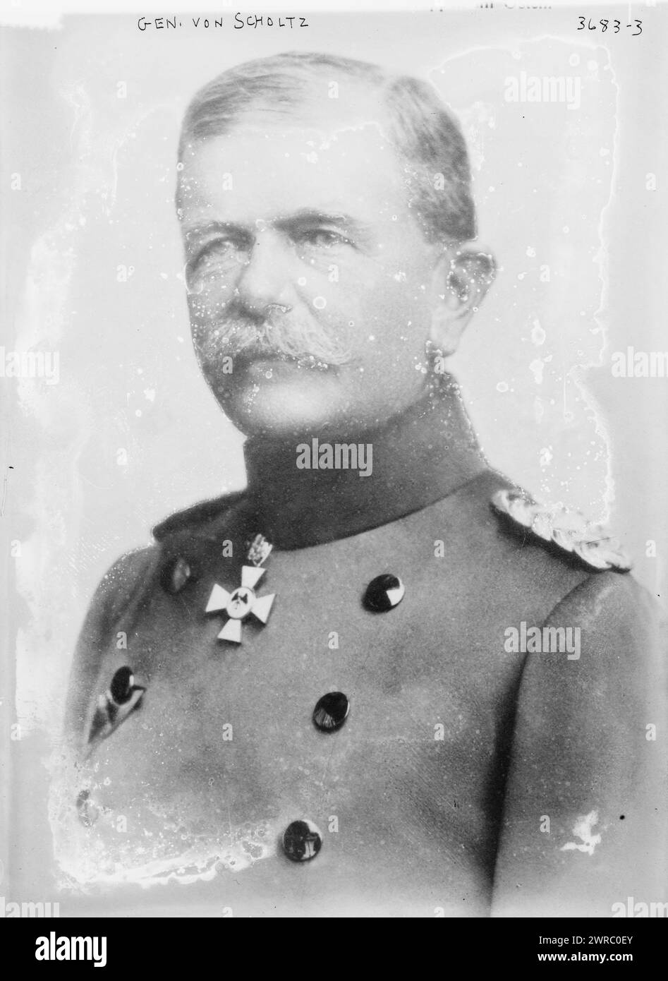 General von Scholtz, 13.12.15, Foto zeigt Porträt des deutschen Generals Friedrich von Scholtz (1851-1927)., 13.12.15, Glasnegative, 1 negativ: Glas Stockfoto