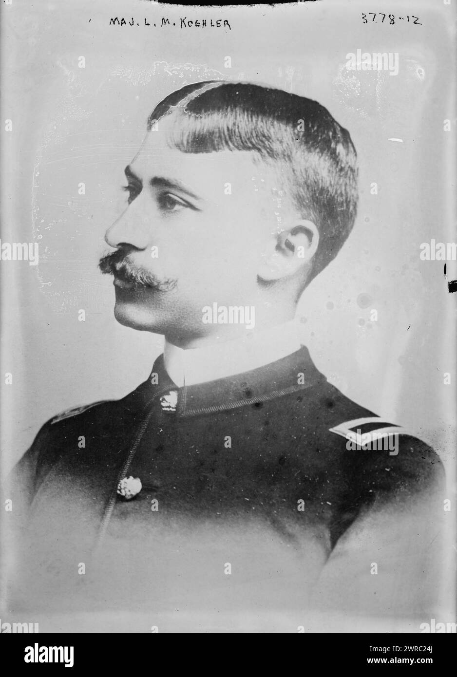 Major L.M. Koehler, Foto zeigt Militäroffizier Lewis M. Koehler. Glasnegative, 1 negativ: Glas Stockfoto