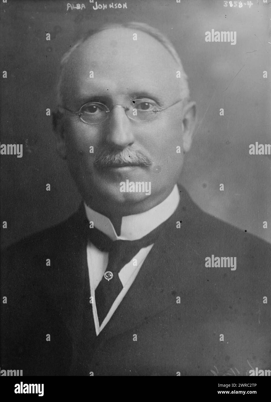 Alba Johnson, Foto zeigt Alba Johnson (1858–1935), Präsident der Baldwin Lokomotive Works in Philadelphia, Pennsylvania. 1915 und ca. 1920, Glasnegative, 1 negativ: Glas Stockfoto
