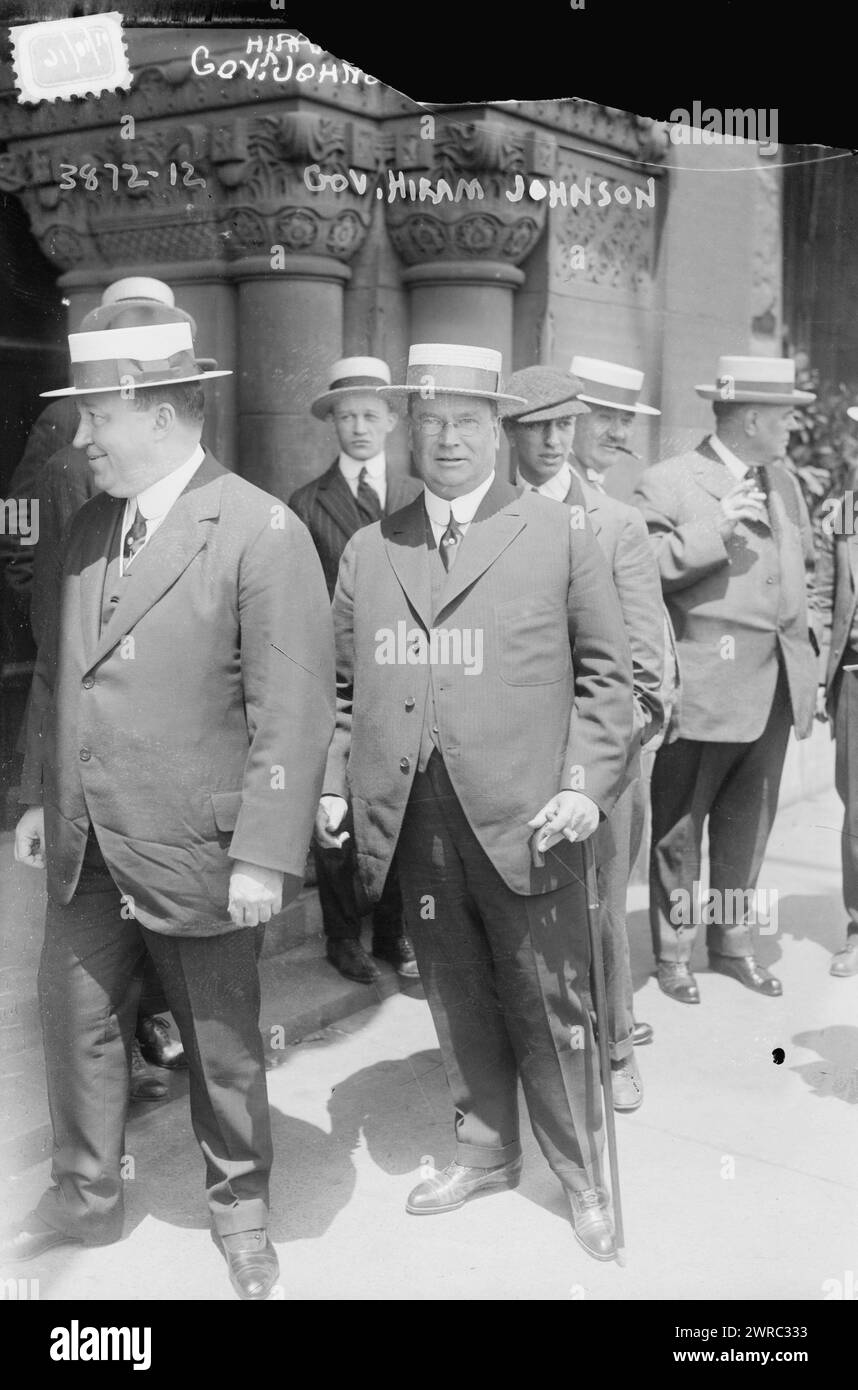 Gouverneur Hiram Johnson, zwischen ca. 1915 und ca. 1920, Glasnegative, 1 negativ: Glas Stockfoto