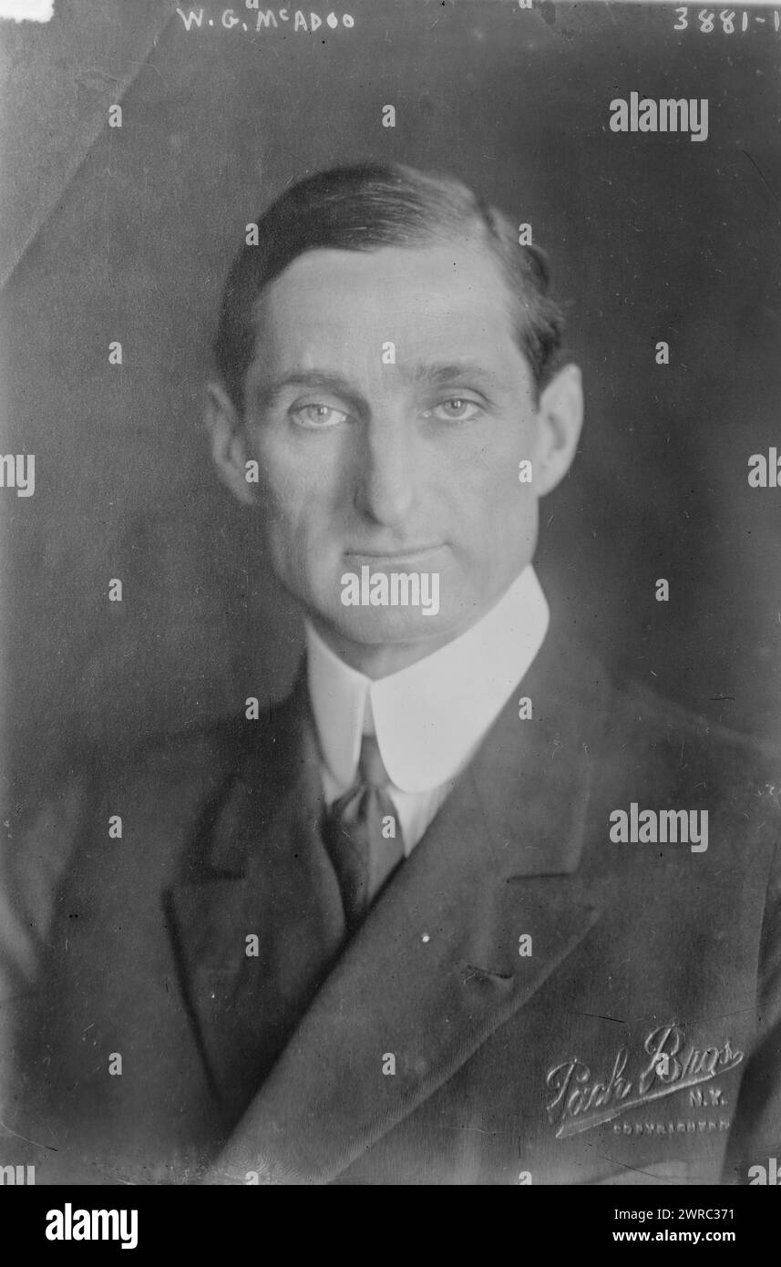 W.G. McAdoo, Rechtsanwalt William Gibbs McAdoo Jr. (1863–1941), der als US-Senator und Finanzminister tätig war, zwischen ca. 1915 und ca. 1920, Glasnegative, 1 negativ: Glas Stockfoto