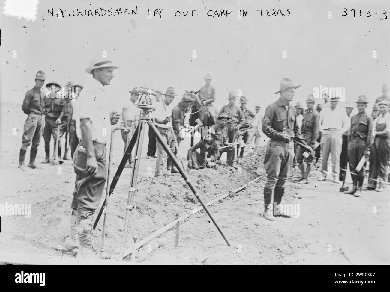 Das Foto zeigt die 14. New York Infanterie in ihrem Lager in South Texas im Juli 1916., 1916. Juli, Glass negative, 1 negative: Glass Stockfoto