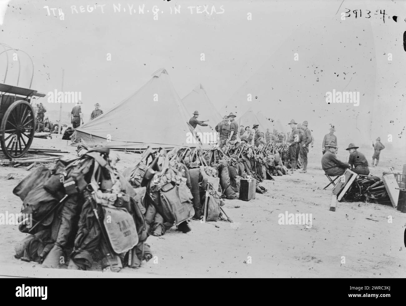 7th Reg't N.Y. N.G. in Texas, Foto zeigt die 7th New York Infantry in ihrem Lager in South Texas im Juli 1916., 1916 Juli, Glass negative, 1 negative: Glass Stockfoto