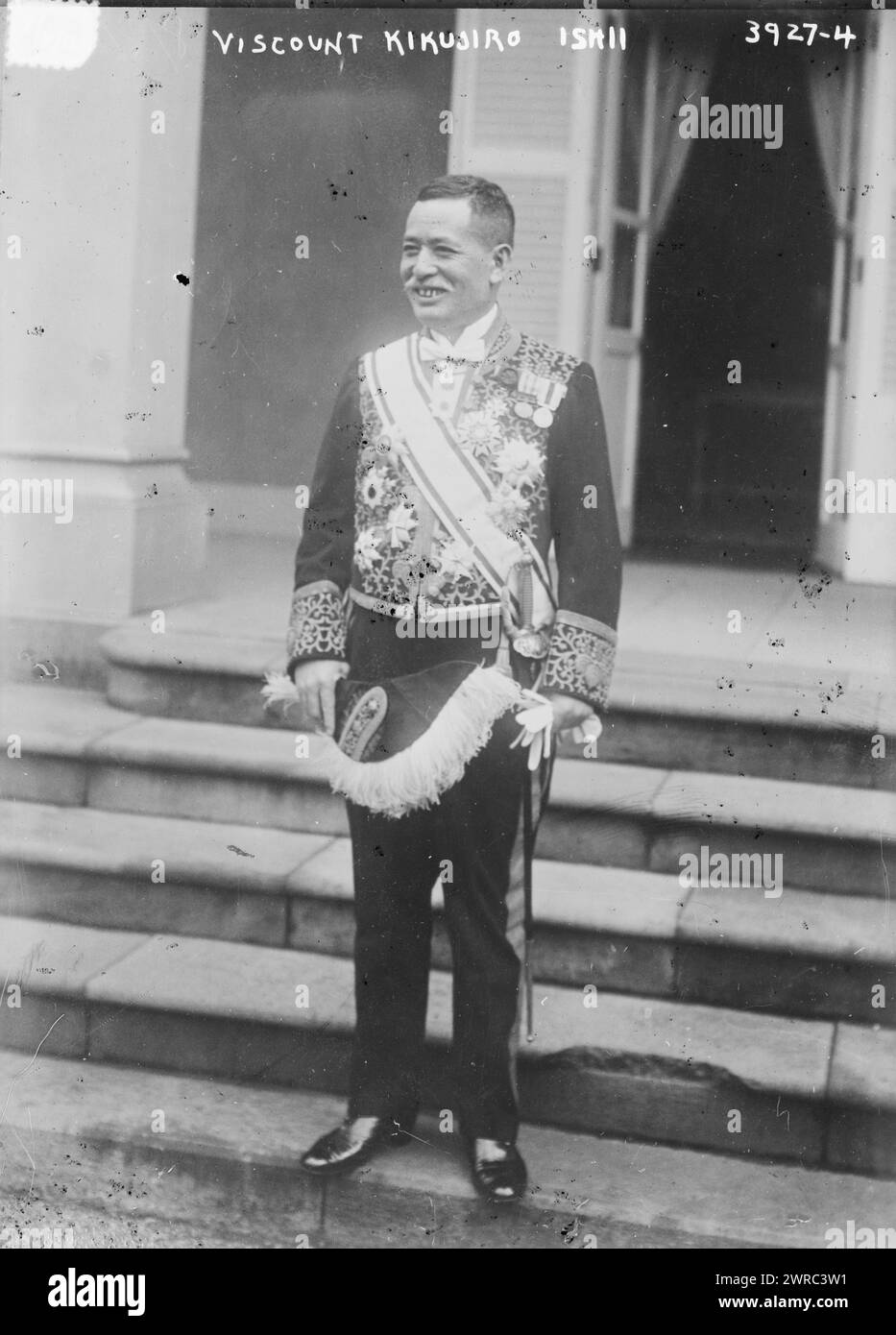 Viscount Kikusiro Ishii, Foto zeigt Viscount Ishii Kikujirō (1866–1945), einen japanischen Diplomaten, der zwischen 1915 und 1916 als Außenminister Japans diente. 1915 und ca. 1920, Glasnegative, 1 negativ: Glas Stockfoto