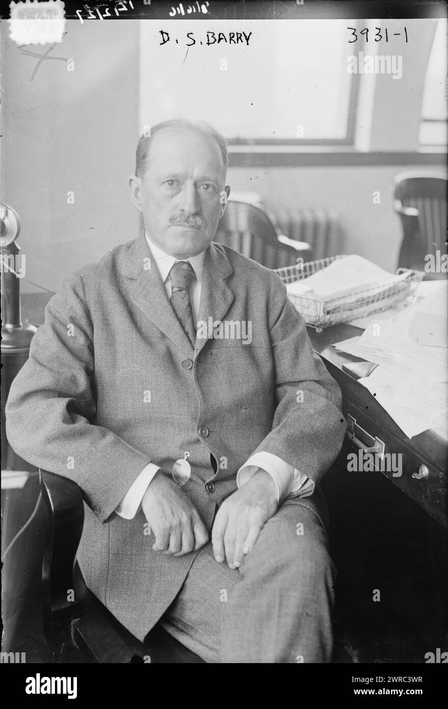Das Foto zeigt David S. Barry, Publizitätsdirektor des Republican National Committee in den Jahren 1912 und 1916, der später von 1919 bis 1933 als Sergeant at Arms für den US-Senat diente., 1916, Glass negative, 1 negative: Glass Stockfoto
