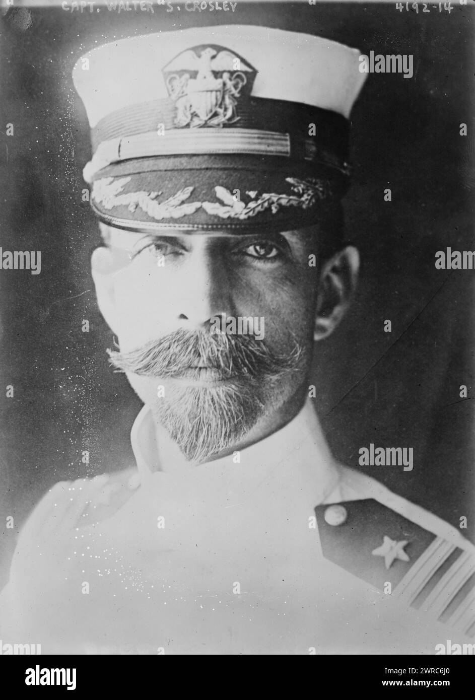 Captain Walter S. Crosley, Foto zeigt Walter Selwyn Crosley (1871–1939), einen US-Navy-Offizier. 1915 und ca. 1920, Glasnegative, 1 negativ: Glas Stockfoto