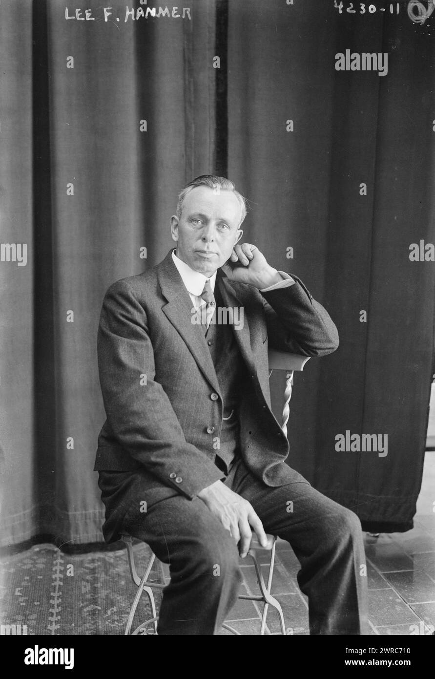 Lee F. Hanmer, Foto zeigt Lee F. Hanmer (1871–1961) aus New York, ein Mitglied der im April 1917 einberufenen commission on Training Camp Activities des Kriegsministeriums. Er war Redner auf der National Conference on Community Music im Astor Hotel, die vom 31. Mai bis zum 1. Juni 1917 stattfand. 1917, Glass negative, 1 negative: Glass Stockfoto