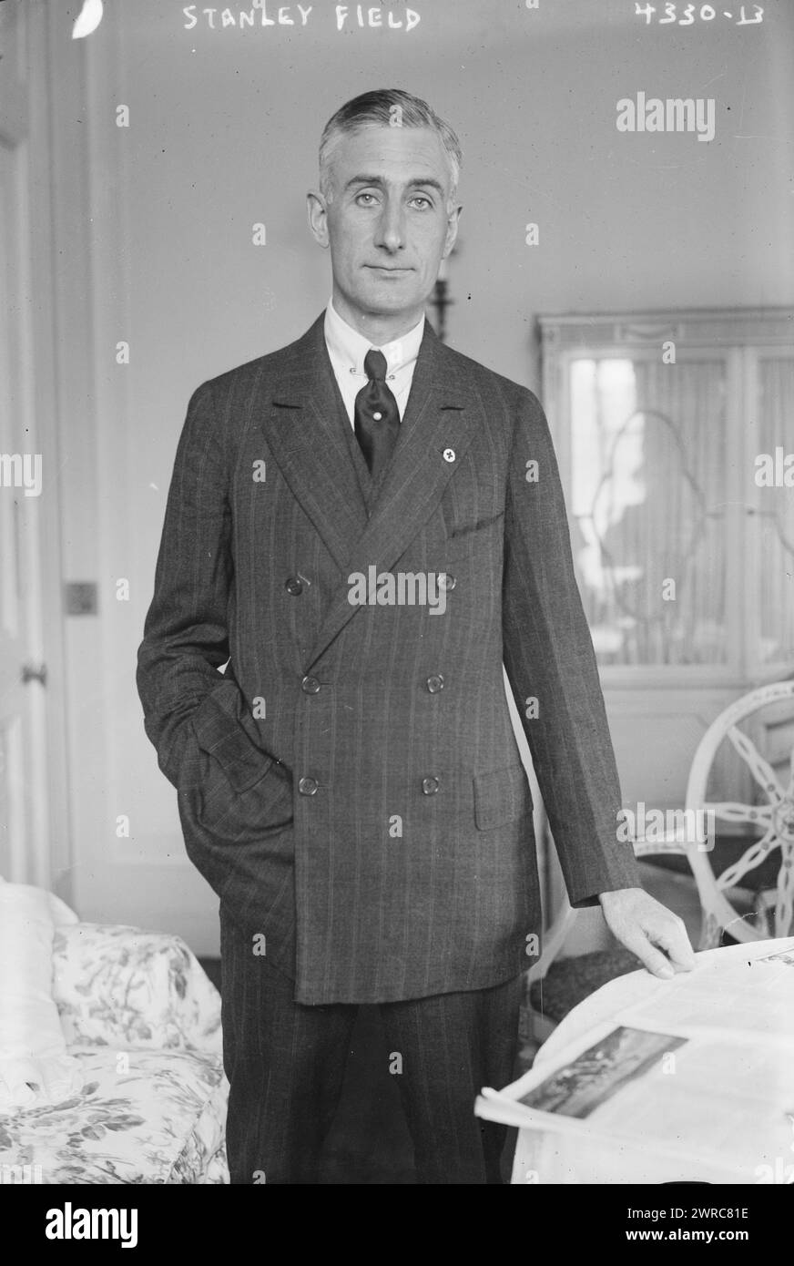 Stanley Field, Foto zeigt Stanley Field (1875–1965), Neffe von Marshall Field und Vice President von Marshall Field & Co. 1917 war er Direktor eines Krankenhausversorgungsdienstes bei der Roten Kreuz-Kommission in Frankreich., 10. September 1917, Glass negative, 1 negative: Glass Stockfoto