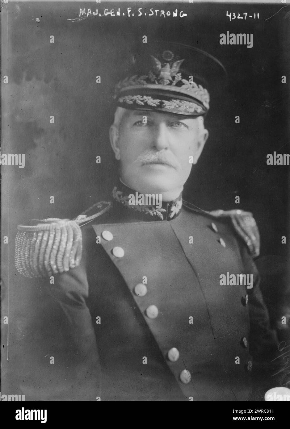 Generalmajor F.S. Strong, Foto zeigt Generalmajor Frederick Smith Strong von der US-Armee, 12. September 1917, Glasnegative, 1 negativ: Glas Stockfoto