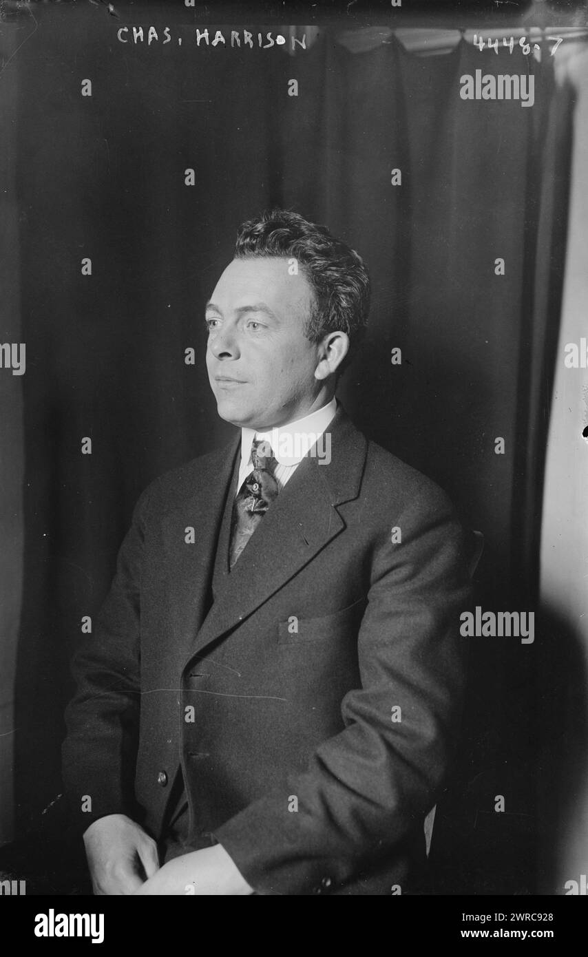 Kas. Harrison, Foto zeigt Charles William Harrison (1878–1932), einen amerikanischen Tenor-Ballade-Sänger. 1915 und ca. 1920, Glasnegative, 1 negativ: Glas Stockfoto