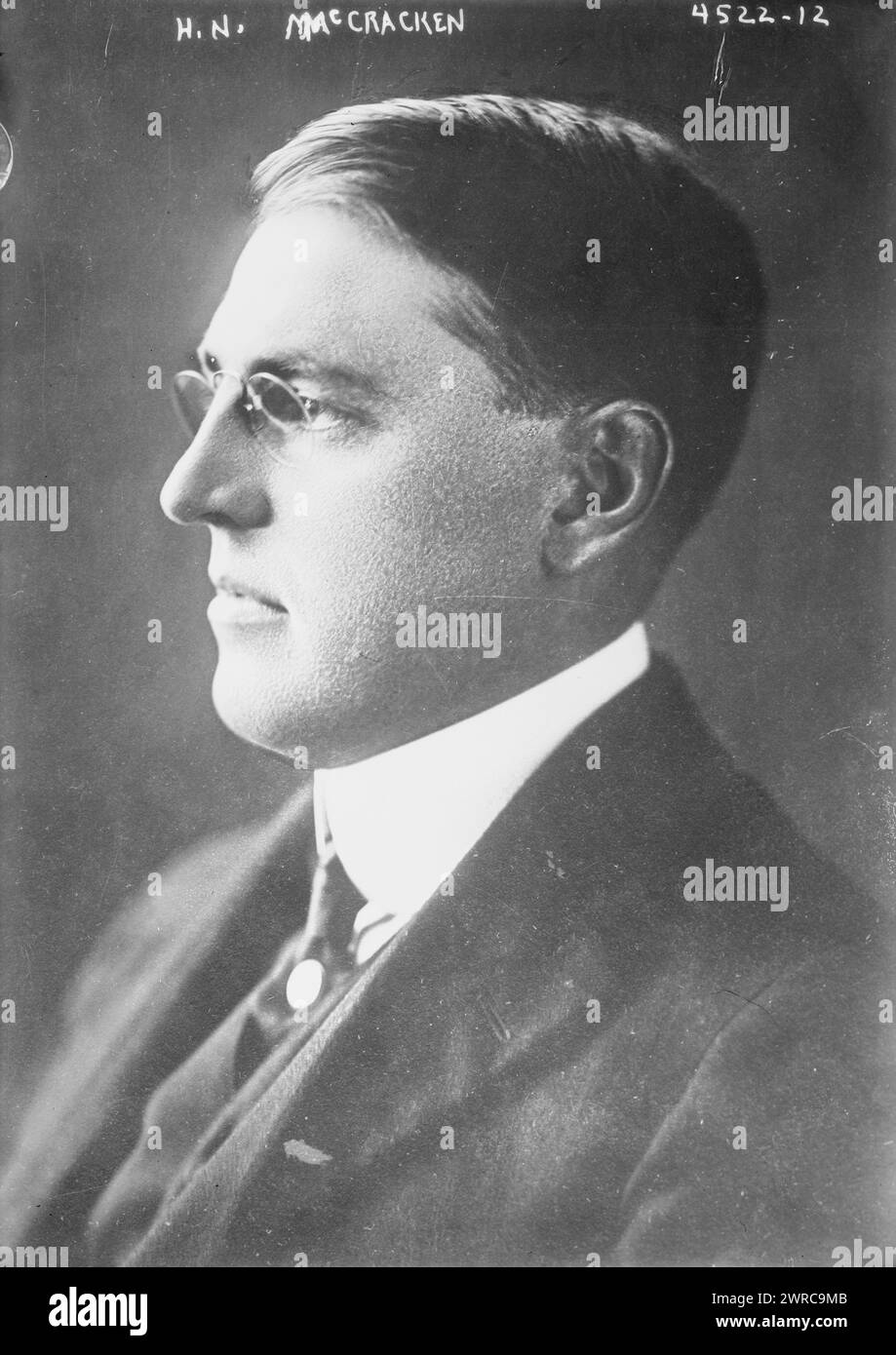 H.N. MacCracken, Foto zeigt den Universitätsverwalter Henry Noble MacCracken (1880–1970), der von 1915 bis 1946 Präsident des Vassar College war. 1915 und ca. 1920, Glasnegative, 1 negativ: Glas Stockfoto