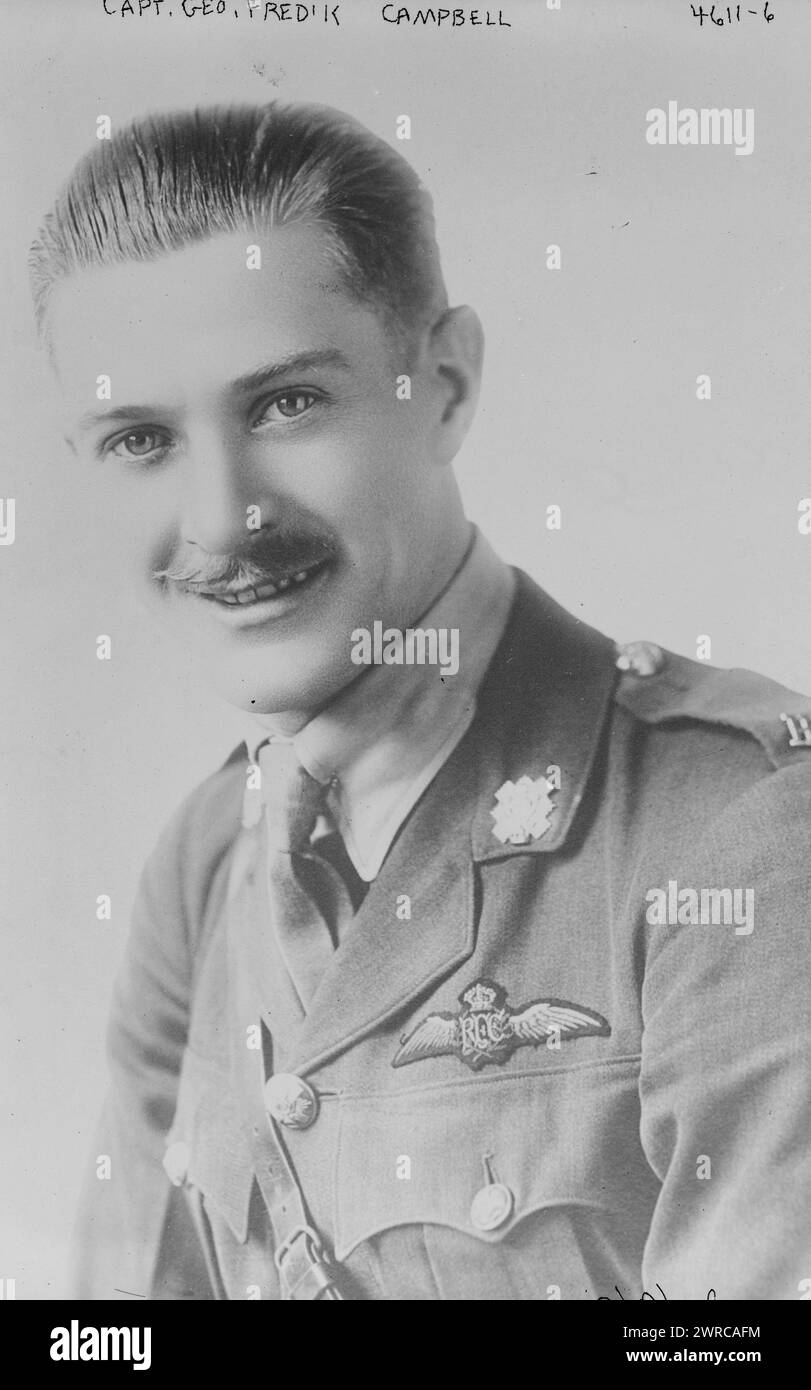 Capt. Geo. Fred'k Campbell, Foto zeigt Captain George Frederick Campbell vom Royal Flying Corps., 6. Juni 1918, Glasnegative, 1 negativ: Glas Stockfoto