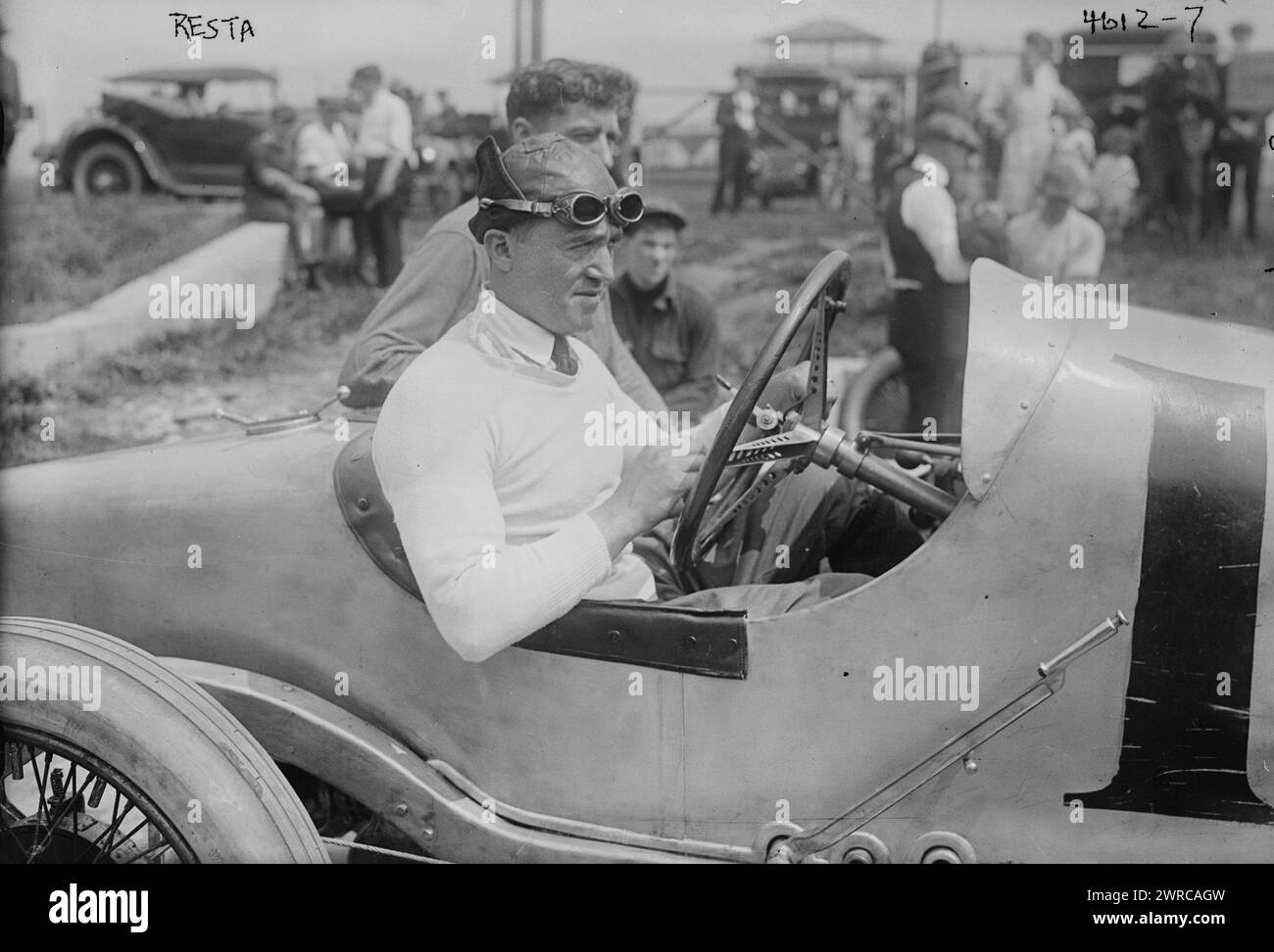 Resta, Foto zeigt den italienischen britischen Rennfahrer Dario 'Dolly' Resta, 1882-1924., zwischen ca. 1915 und ca. 1920, Glasnegative, 1 negativ: Glas Stockfoto