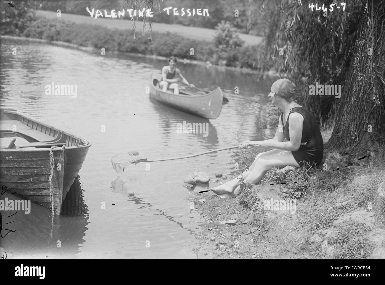 Valentine Tessier, Foto zeigt Valentine Tessier, einen französischen Schauspieler und Mitglied des Théâtre du Vieux-Colombier. Wahrscheinlich aufgenommen auf Otto Kahns Landsitz (Cedar Court) in Morristown, New Jersey im Sommer 1918., 1918, Glass negative, 1 negative: Glass Stockfoto