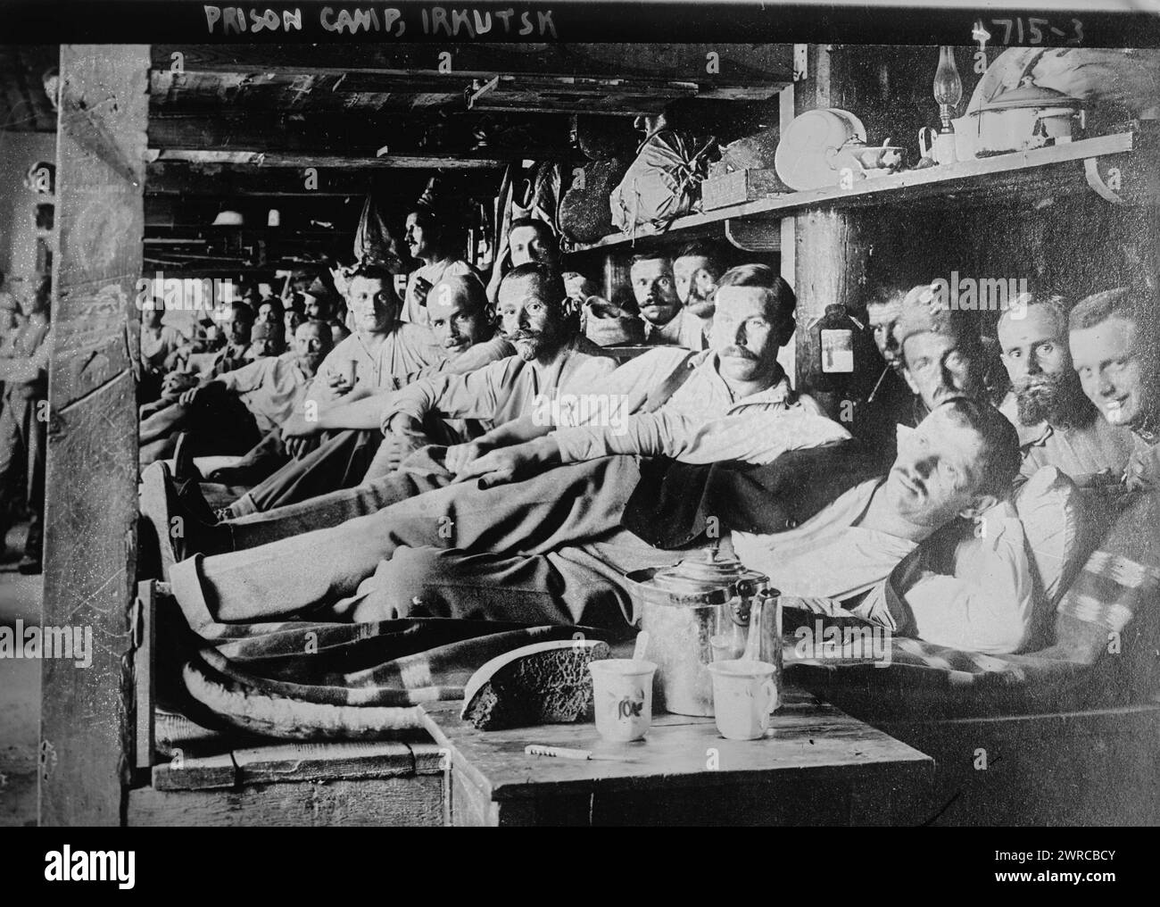 Gefangenenlager in Irkutsk, zwischen ca. 1915 und ca. 1920, Irkutsk, Glasnegative, 1 negativ: Glas Stockfoto