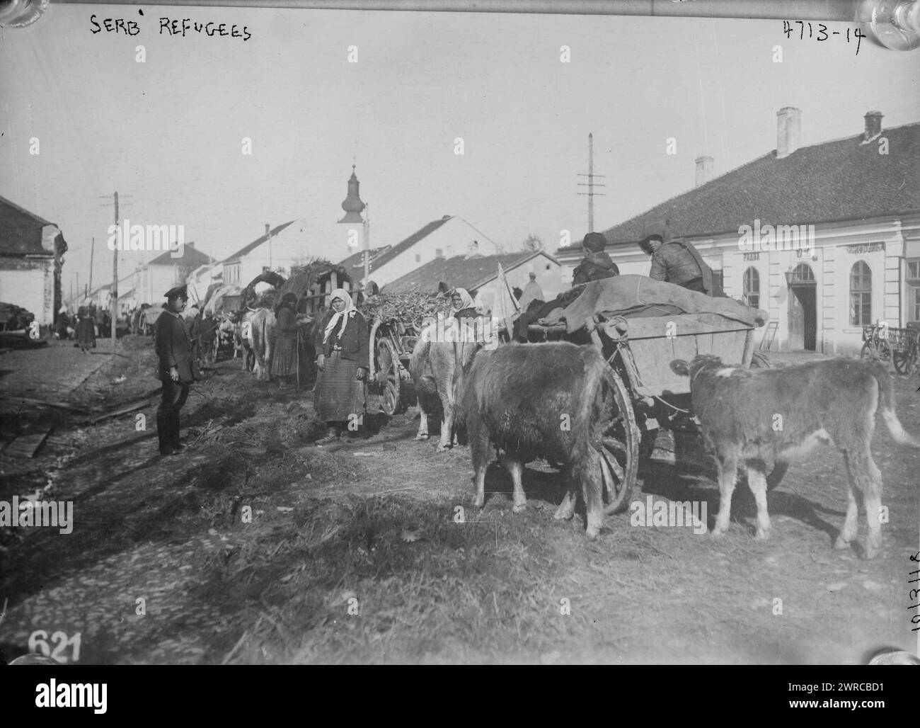 Serbische Flüchtlinge, zwischen ca. 1915 und ca. 1920, Weltkrieg, 1914-1918, Glasnegative, 1 negativ: Glas Stockfoto