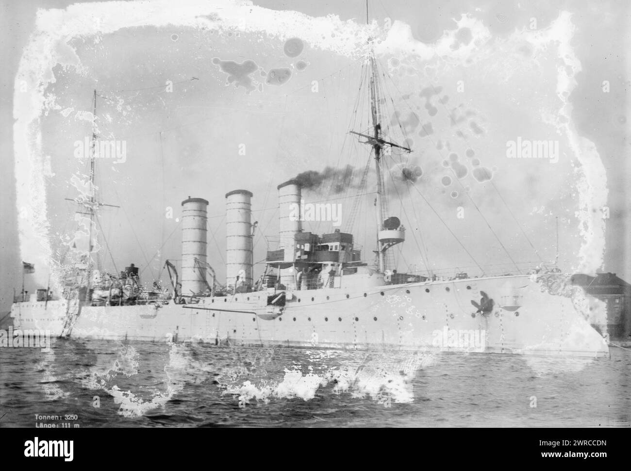 MÜNCHEN Deutschland, Foto zeigt die SMS München, ein Kreuzschiff der Kaiserlichen Deutschen Marine, zwischen ca. 1915 und ca. 1920, Glasnegative, 1 negativ: Glas Stockfoto