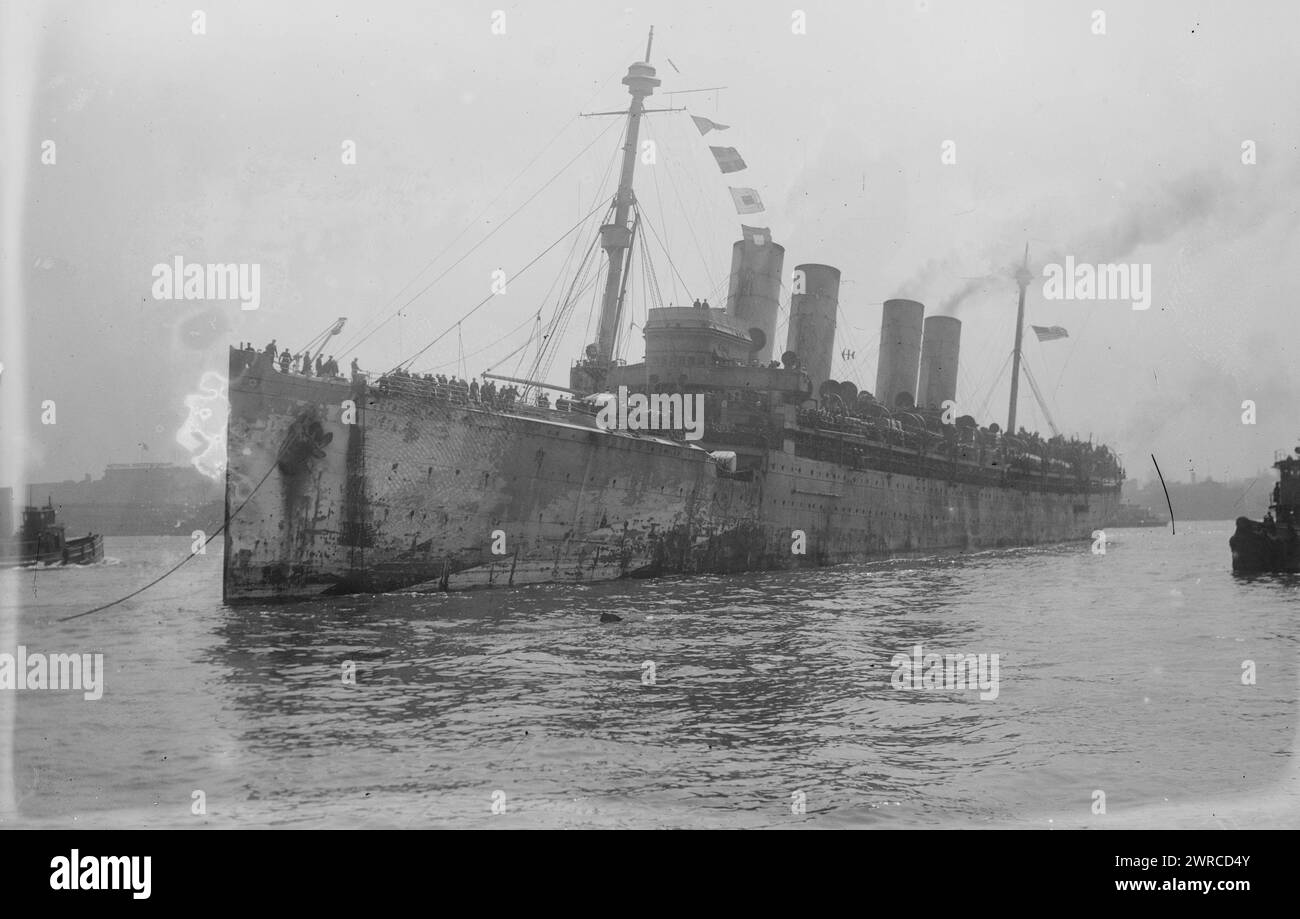 VON STEUBEN, Foto zeigt die USS von Steuben zu der Zeit, als sie von den Vereinigten Staaten beschlagnahmt und benannt wurde. Früher war es das deutsche Passagierschiff SS Kronprinz Wilhelm., zwischen ca. 1915 und ca. 1920, Glasnegative, 1 negativ: Glas Stockfoto