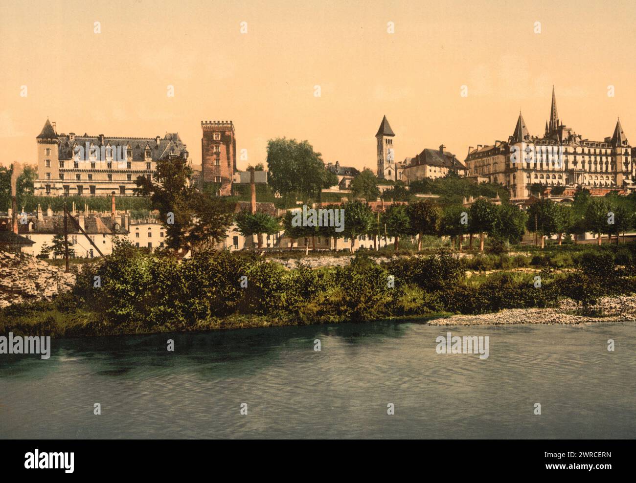 Die Burg von der Südfront, Pau, Pyrenäen, Frankreich, zwischen ca. 1890 und ca. 1900., Farbe, 1890-1900 Stockfoto