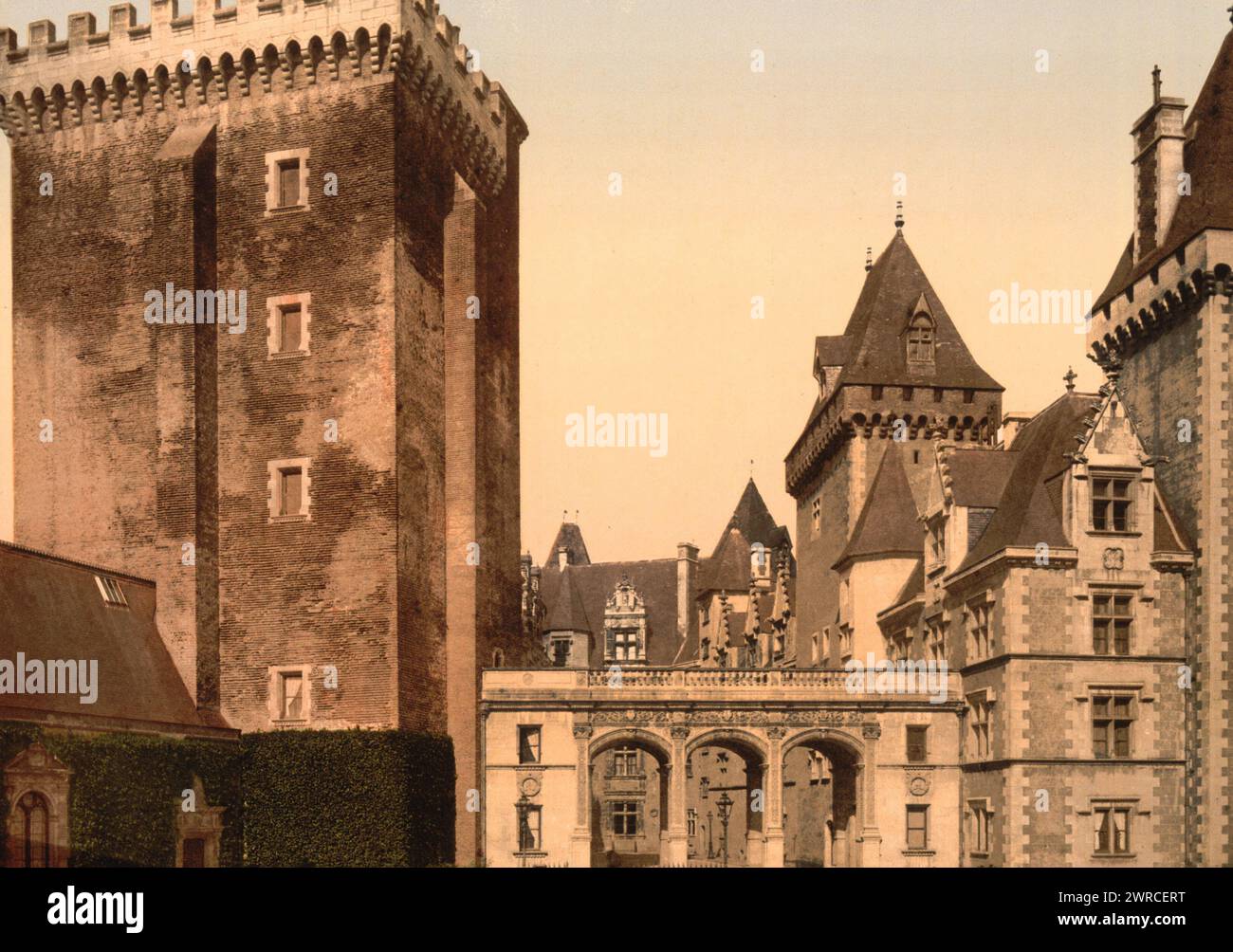 Die Burg von der Ostfront, Pau, Pyrenäen, Frankreich, zwischen ca. 1890 und ca. 1900., Farbe, 1890-1900 Stockfoto