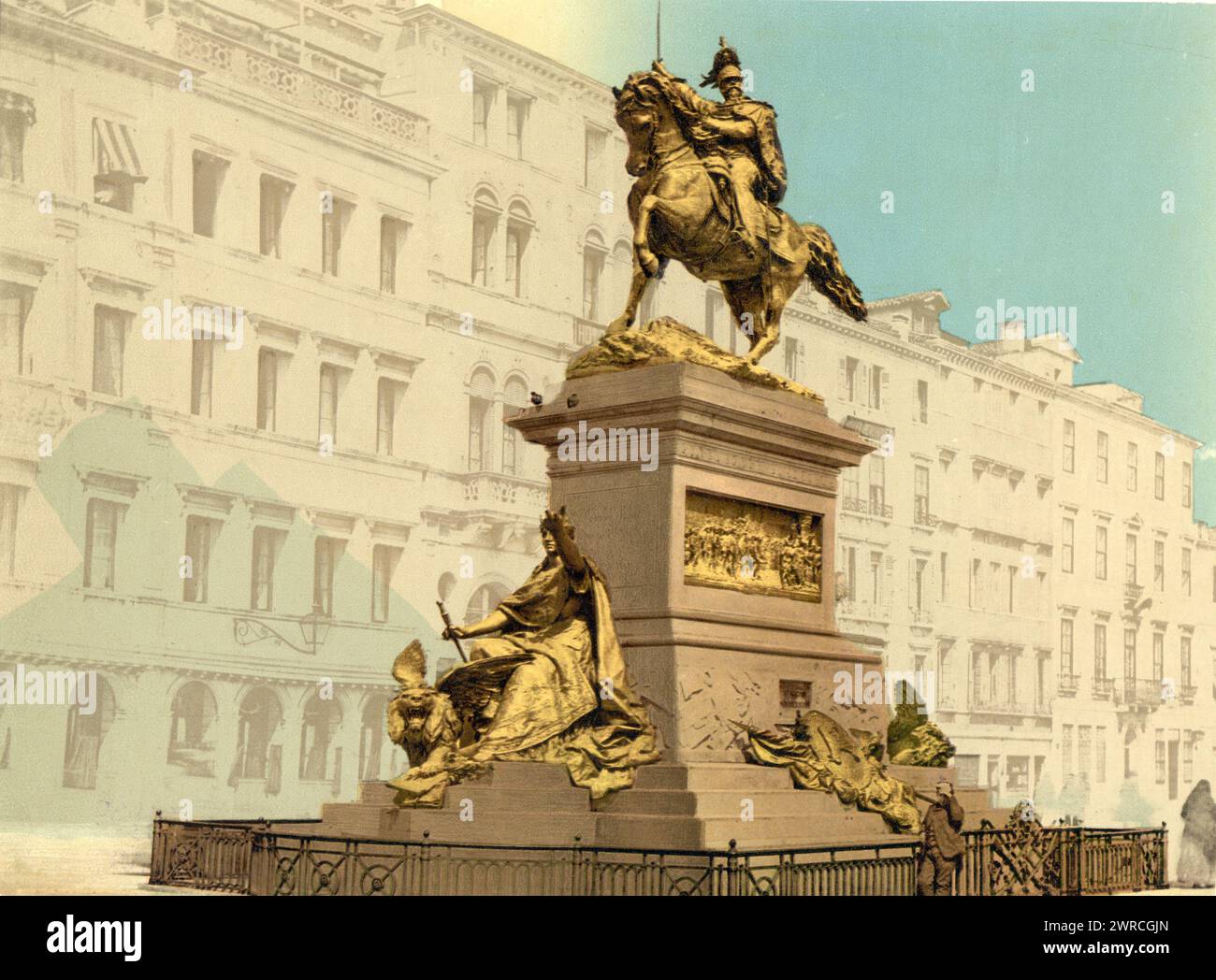 Reiterdenkmal, Victor Emmanuel II, Venedig, Italien, zwischen ca. 1890 und ca. 1900., Italien, Venedig, Farbe, 1890-1900 Stockfoto