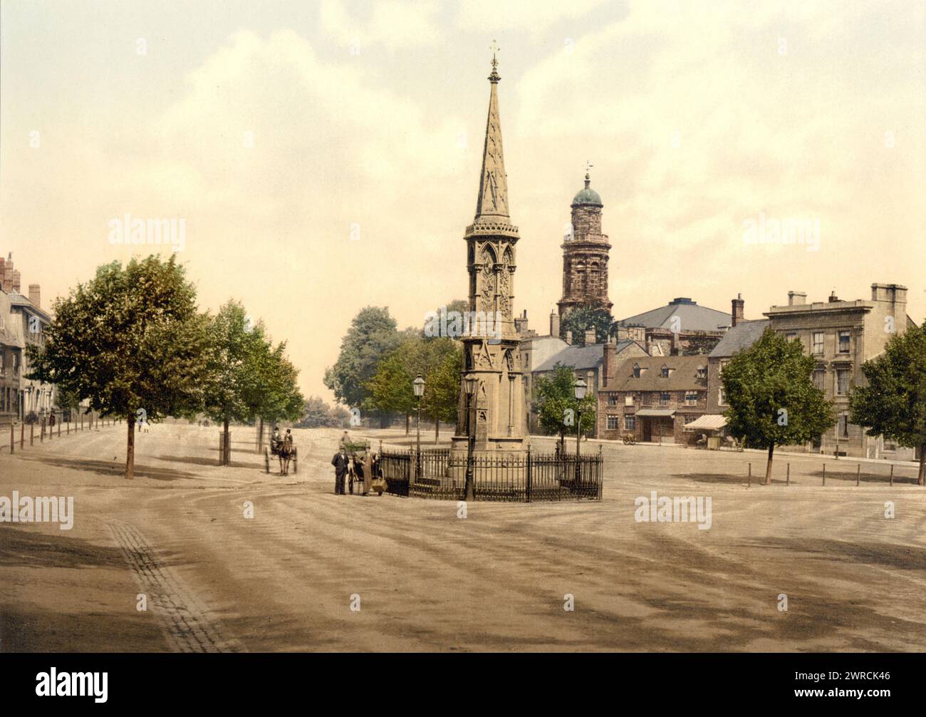 Die Cross and Horse Fair, Banbury, England, zwischen ca. 1890 und ca. 1900., England, Oxfordshire, Banbury, Color, 1890-1900 Stockfoto