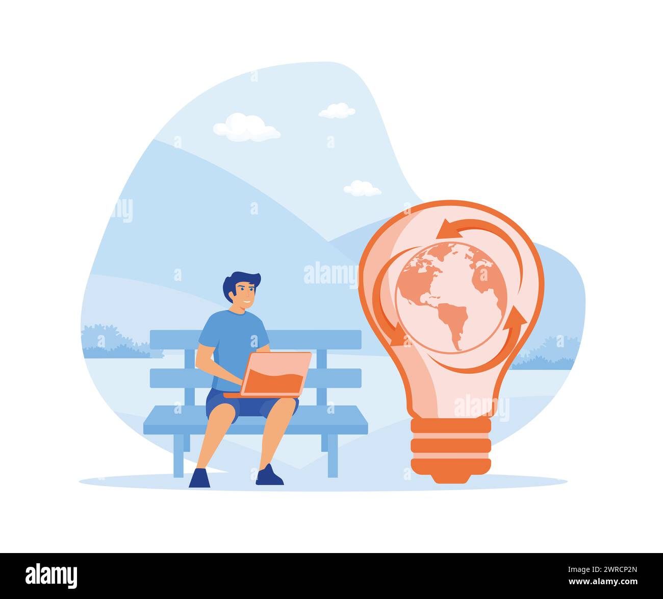 Kreislaufwirtschaft. Strategie für nachhaltiges Wirtschaftswachstum. Moderne Illustration des flachen Vektors Stock Vektor