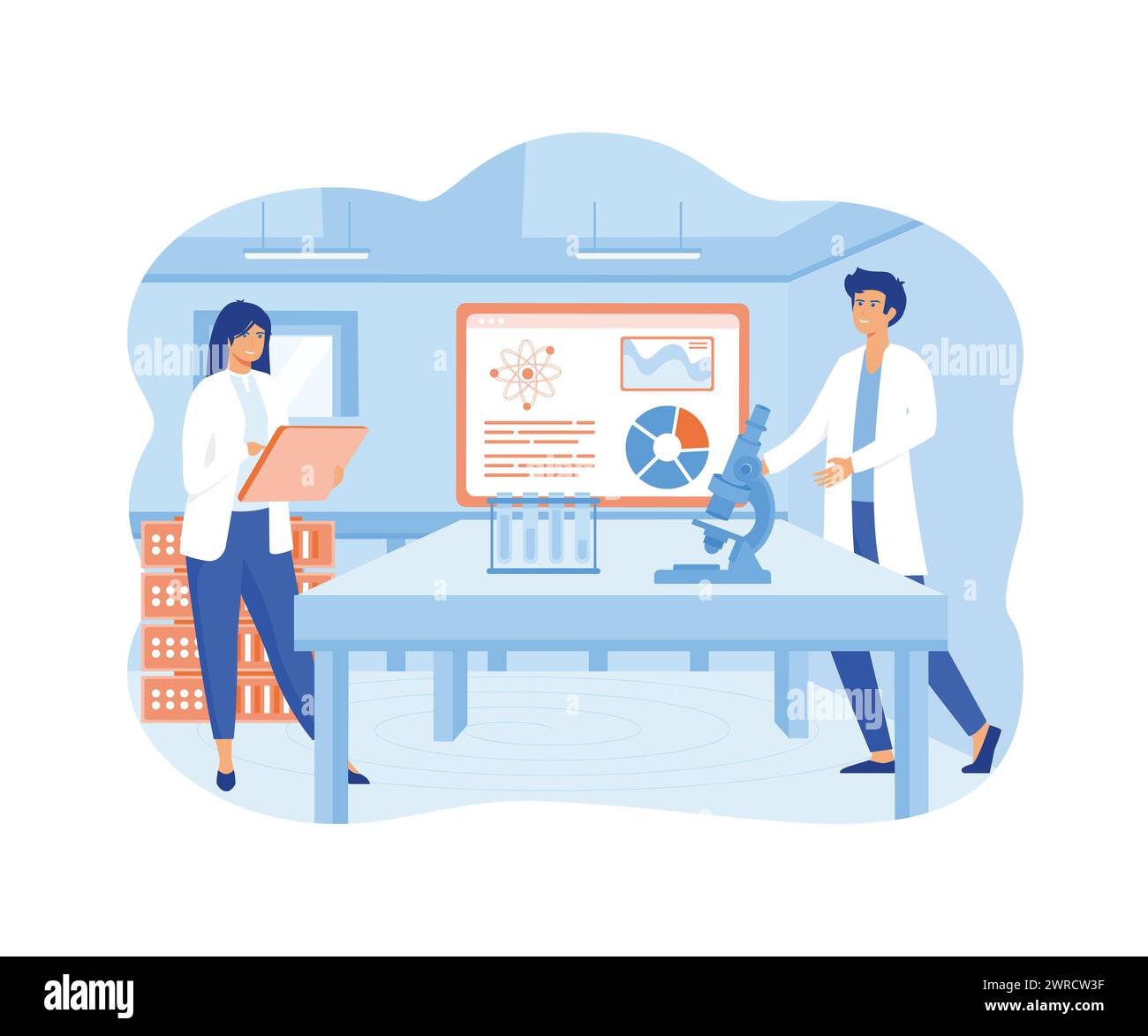 Analyse von Geschäftsdaten und Data Scientist-Konzept. Moderne Illustration des flachen Vektors Stock Vektor