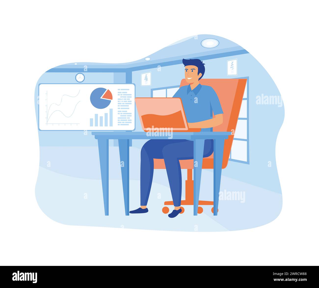 Jobkonzept für Data Scientist. Leistungsbeurteilung. Moderne Illustration des flachen Vektors Stock Vektor