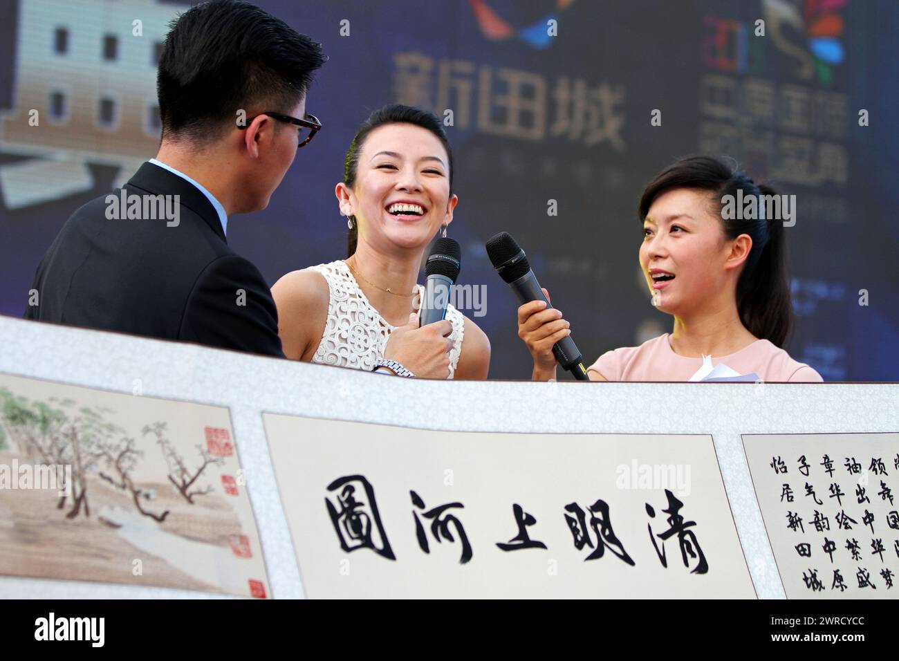 ZHENGZHOU, CHINA - 17. AUGUST 2013 - (DATEI) Schauspielerin Zhang Ziyi nimmt am 1. August an einer Festveranstaltung in einem Hotel in Zhengzhou, Provinz Henan, China Teil Stockfoto