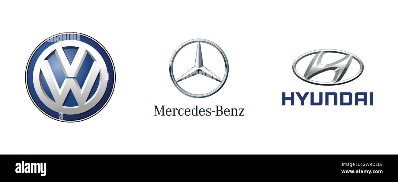 Hyundai, Volkswagen, Mercedes. Vektor-Logo-Kollektion. Stock Vektor