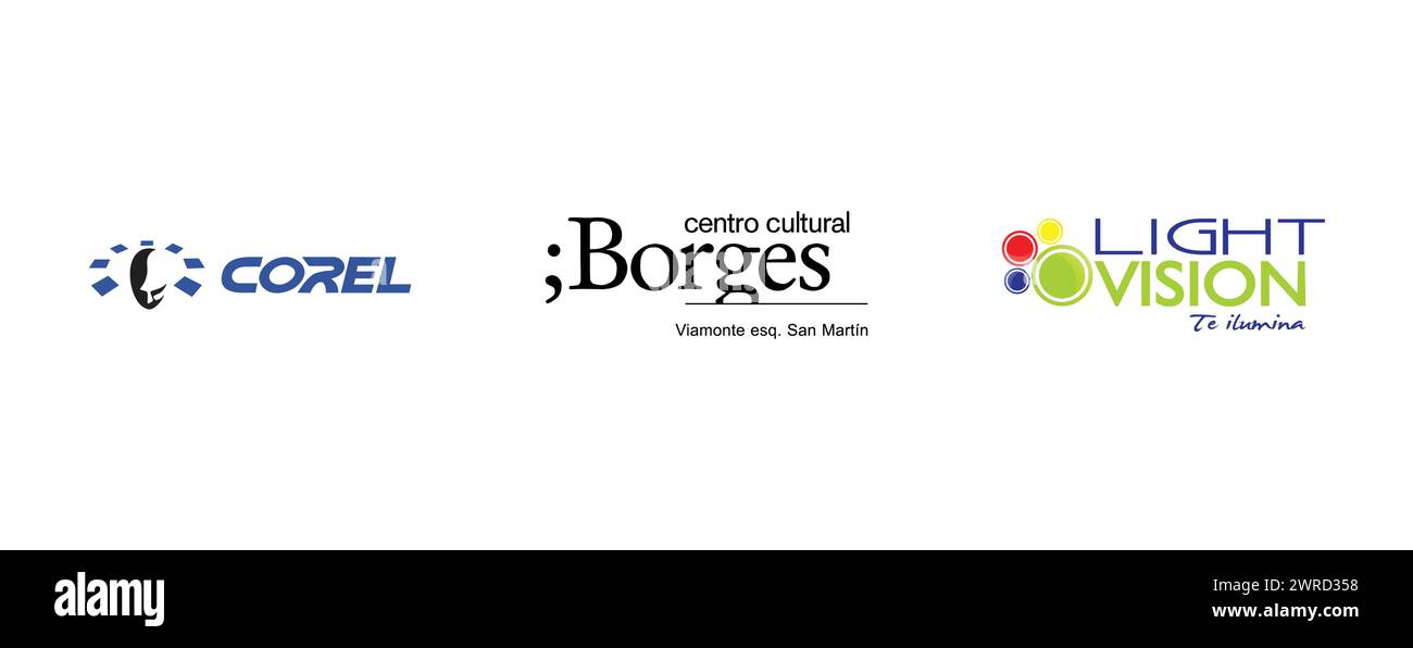 Centro Cultural Borges, Light Vision, Corel. Kunst und Design Vektor-Logo auf isoliertem Hintergrund. Stock Vektor
