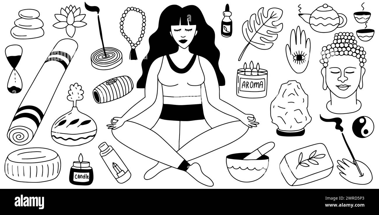 Vektorsatz für Yoga-Elemente Stock Vektor