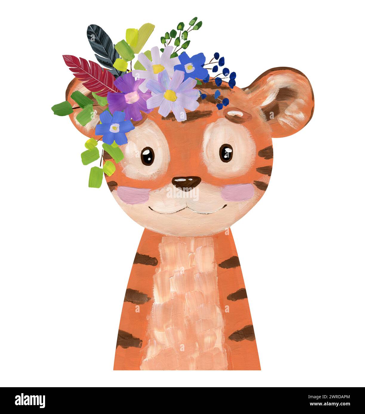 Tigerporträt mit Wasserfarben. Stockfoto