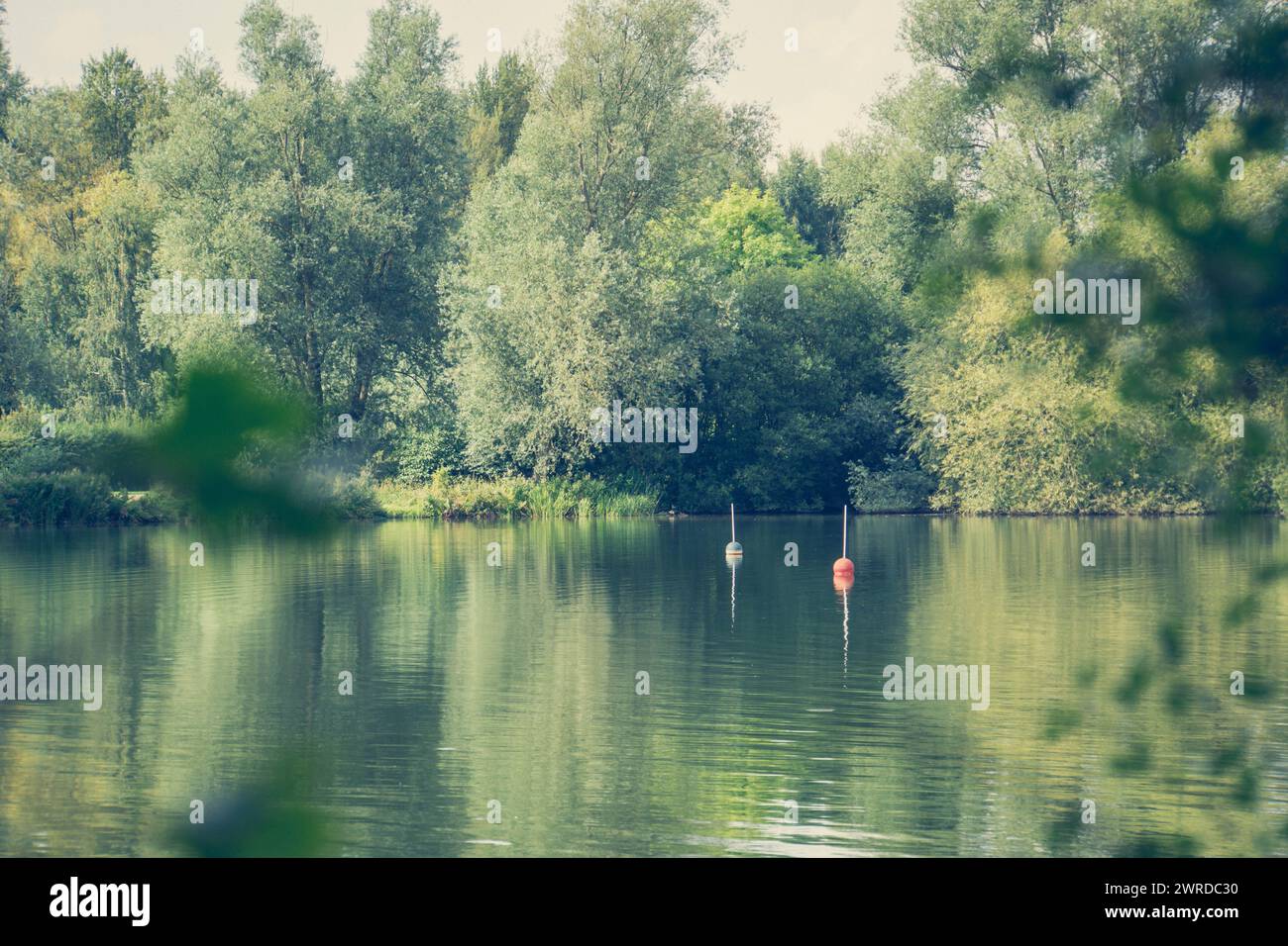 Zwei abgelegene Bouys im Watermead Country Park, Leicester Stockfoto